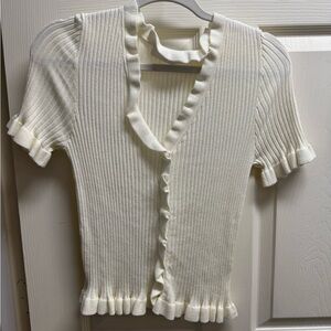 Astr Cream Ribbed Blouse